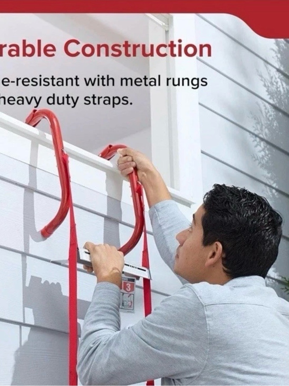 Kidde Fire Escape Ladder 3-Story Rope Ladder Extends to 25-Feet Anti-Slip Rungs